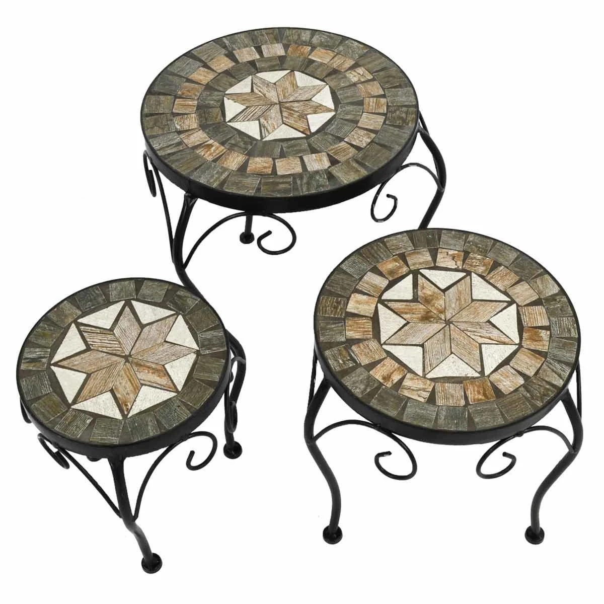 Summer Terrace Brava Round Plantstand Set Of 3 Low - Image 8