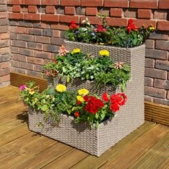 Rowlinson Tier Rattan Planter - Natural
