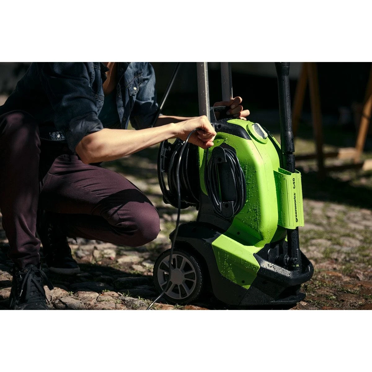 Greenworks G40 135 Bar Pressure Washer (Inc Patio Cleaner, Brush & Foam Sprayer) - Image 6