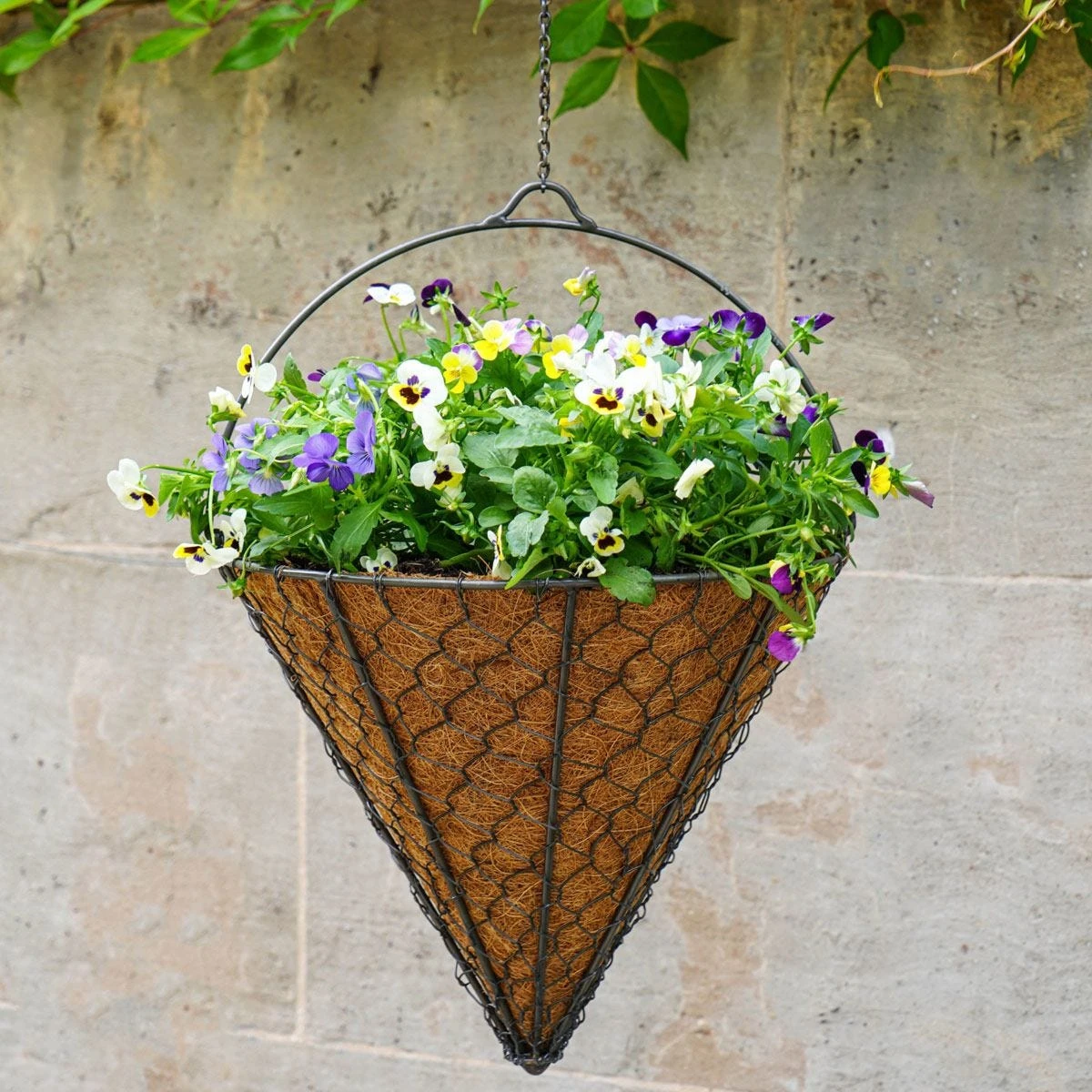 Ivyline Outdoor Hanging Wired Netted Cone Zinc H40cm D30cm - Image 5