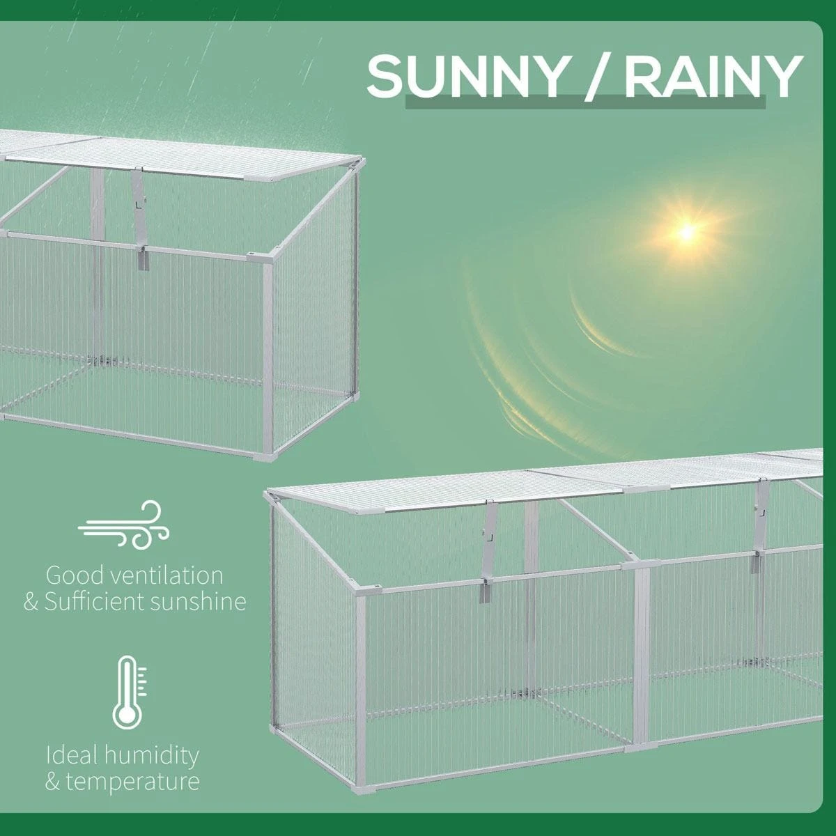 Outsunny Outdoor Greenhouse Polycarbonate Grow House 180 X 51 X 51 Cm - Image 6