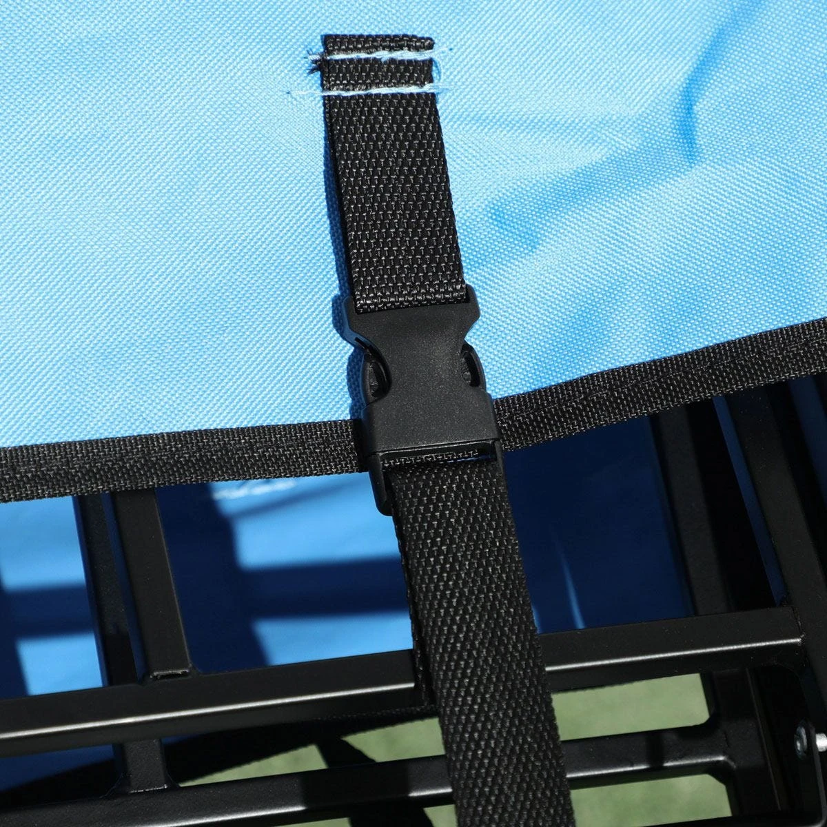 Outsunny Pull Along Cart Folding Cargo Wagon Trailer Trolley For Beach Garden Use With Telescopic Handle - Blue - Image 7