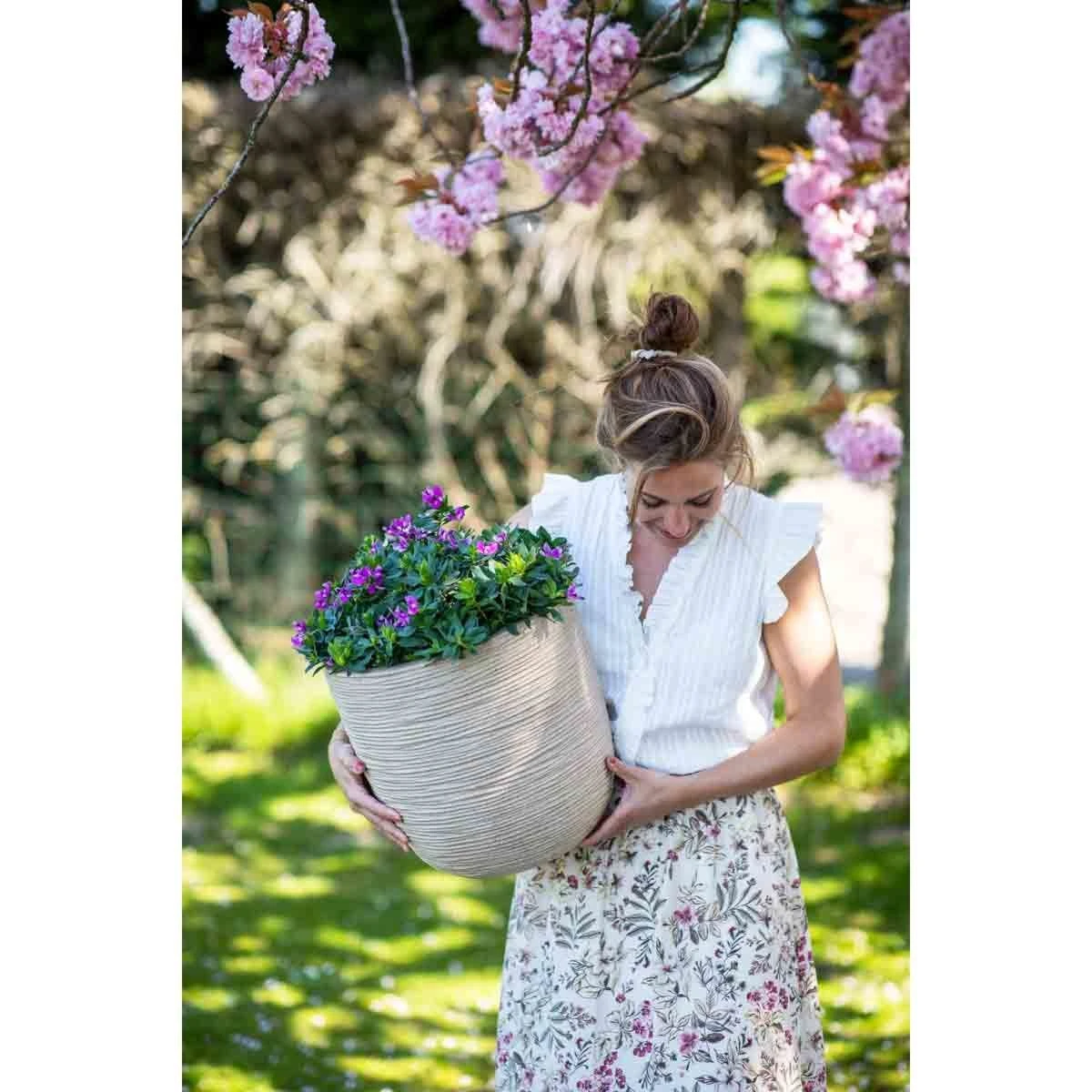 Capi Europe Planter Ball Waste Rib NL 43x41 Terrazzo Beige - Image 3