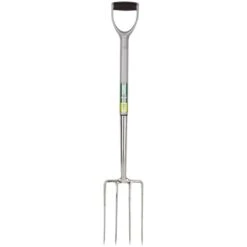 Draper Extra Long Stainless Steel Garden Fork With Soft Grip - Silver