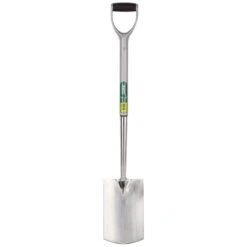 Draper Extra Long Stainless Steel Garden Spade With Soft Grip - Silver