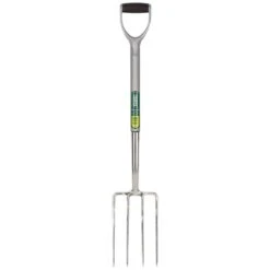 Draper Stainless Steel Garden Fork With Soft Grip Handle - Silver