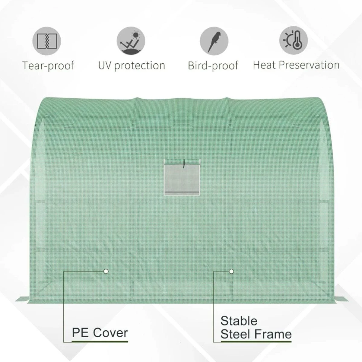 Outsunny Walk-in Tunnel Wall Greenhouse With Windows And Doors 2 Tiers - Image 6