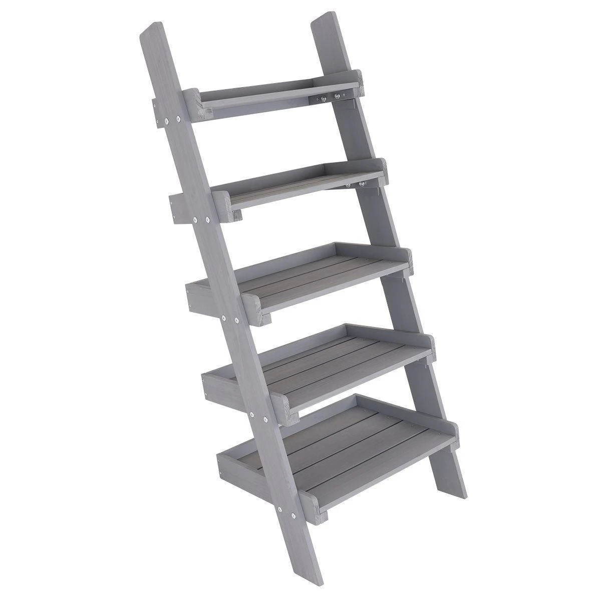 Charles Bentley FSC Slim Wooden Ladder Planter - Grey