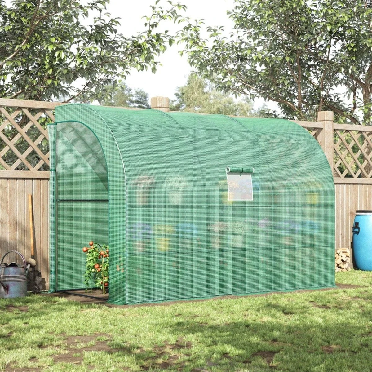 Outsunny Walk-in Tunnel Wall Greenhouse With Windows And Doors 2 Tiers - Image 2