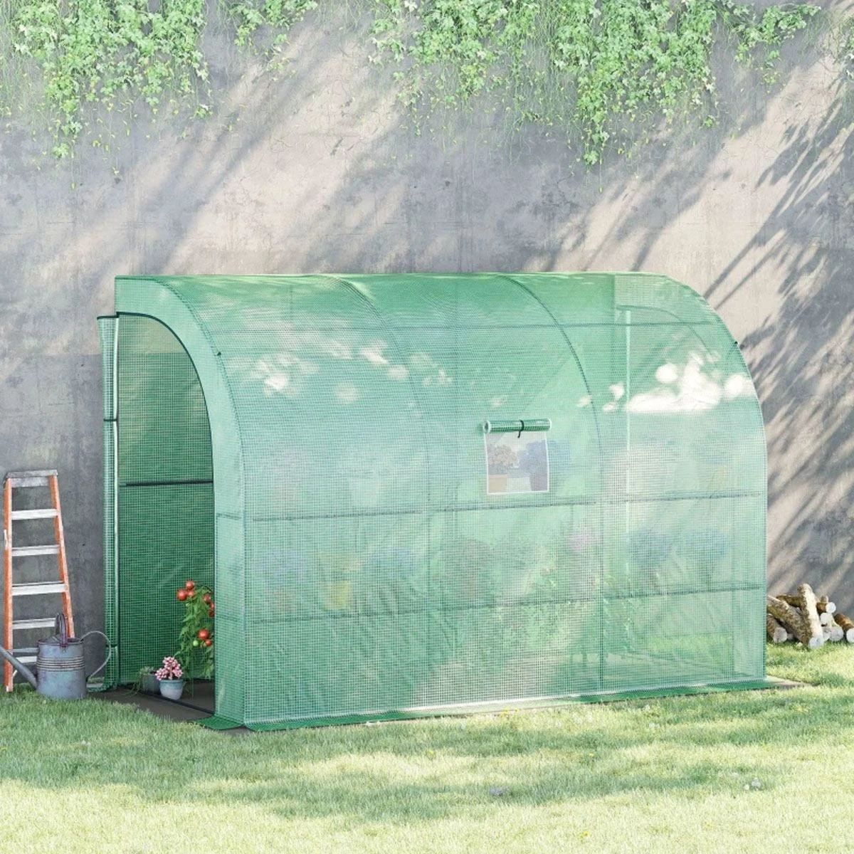 Outsunny Walk-in Tunnel Wall Greenhouse With Windows And Doors 2 Tiers - Image 11